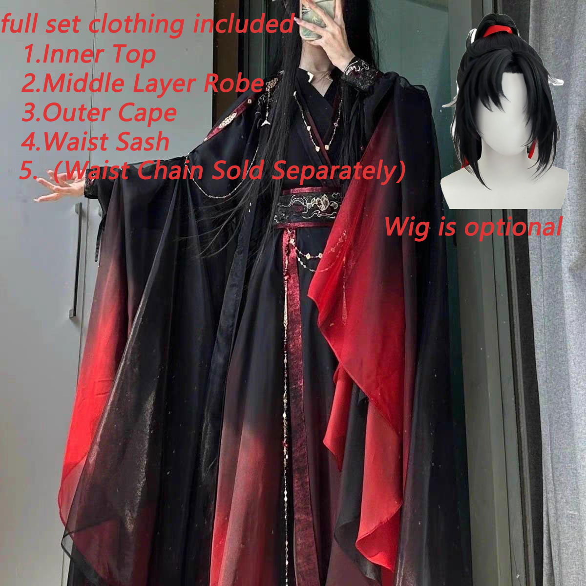 Anime Cosplay Clothes - Unisex Ancient Chinese Xianxia Robe 4Pcs