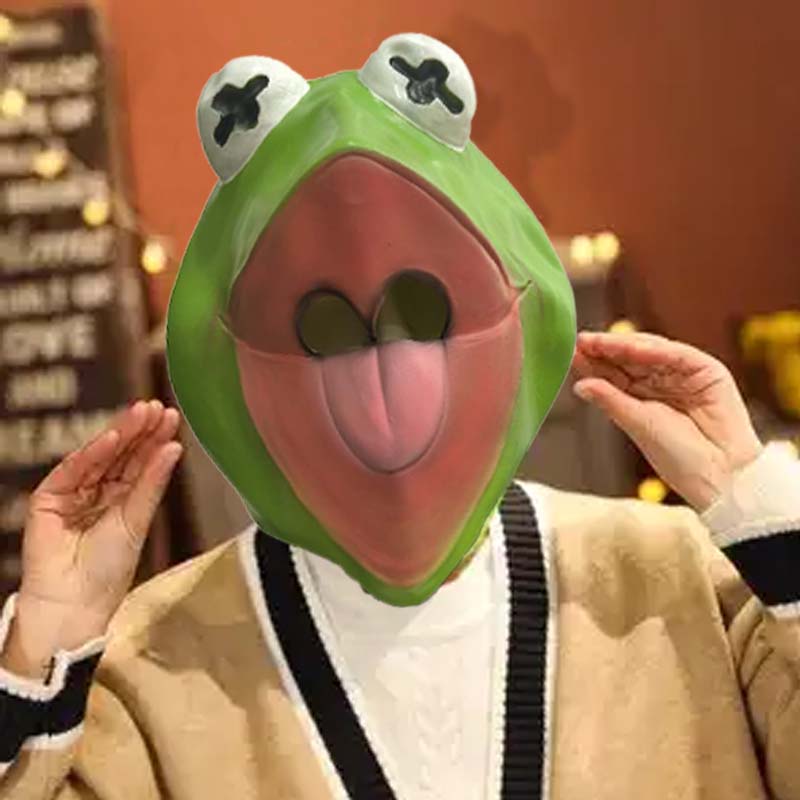 Anime Cosplay Meme - The Kermit Frog Meme Head Mask,
