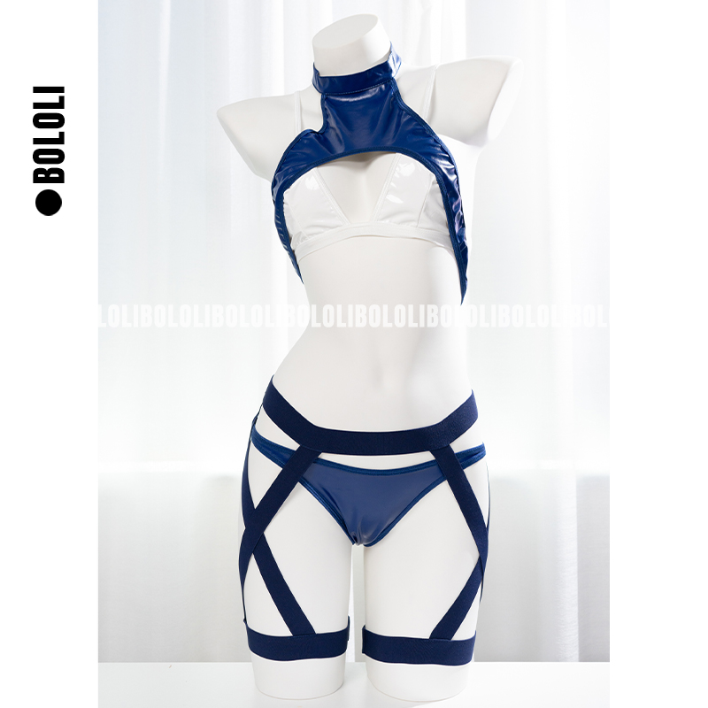 Anime Cosplay Photoshoot - Anime Tactical Blue White Sexy Bikini