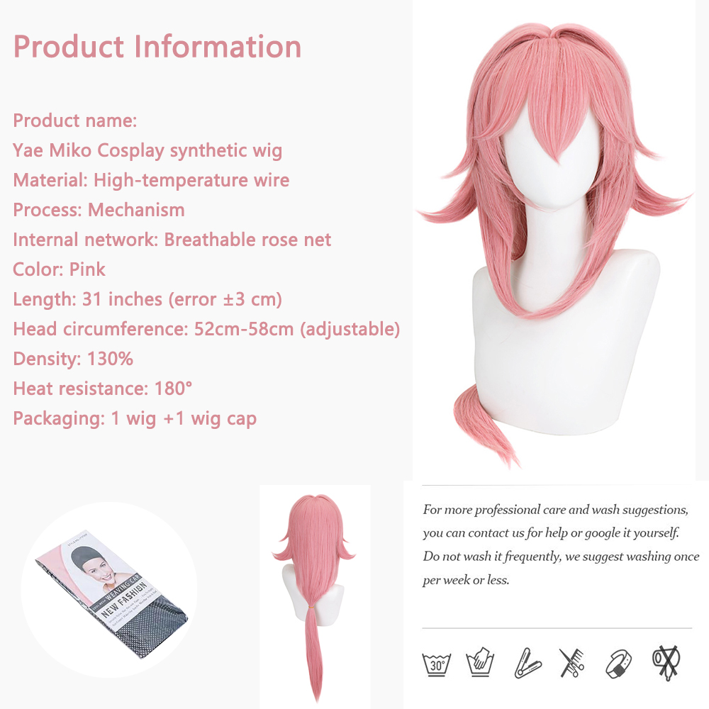 Yae Miko Cos Wig Pink Natural  - đánh giá và giá Anime Cosplay Photoshoot